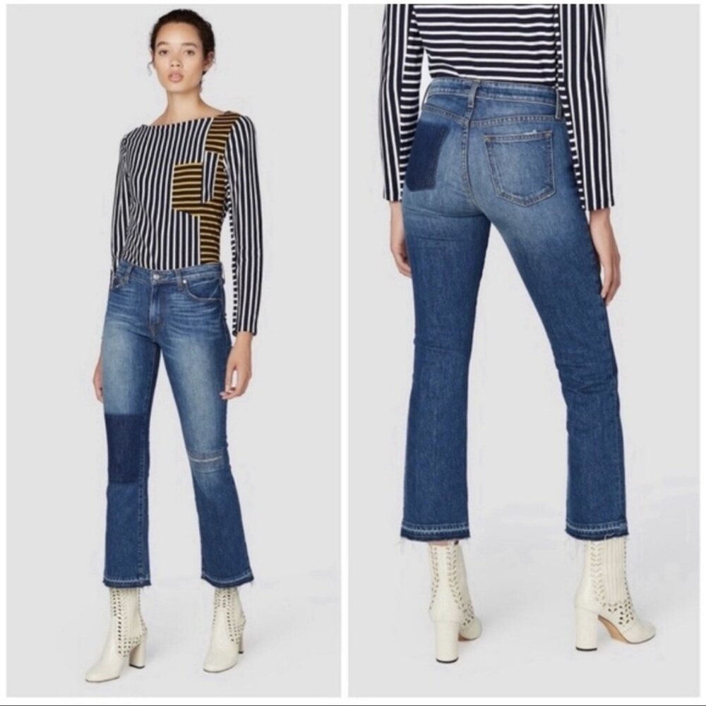 Derek Lam 10 Crosby Gia Mid-Rise Cropped Flare Jeans